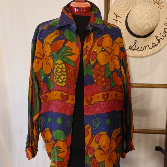 Sandy Starkman Tropical Inspired Shirt - Picture 1 of 9